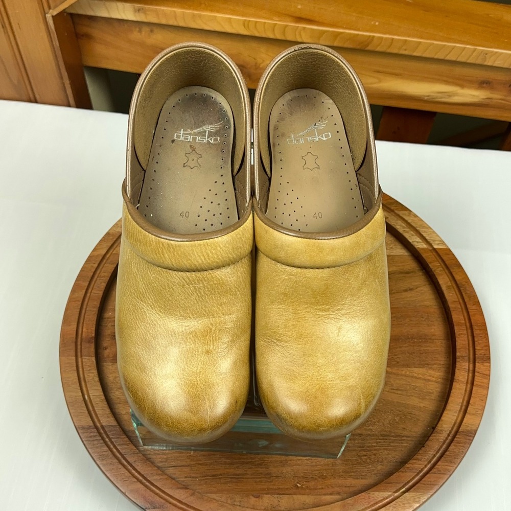 Dansko Professional Clogs Womens 40 Tan Leather Comfort Work Shoes - Picture 4 of 15